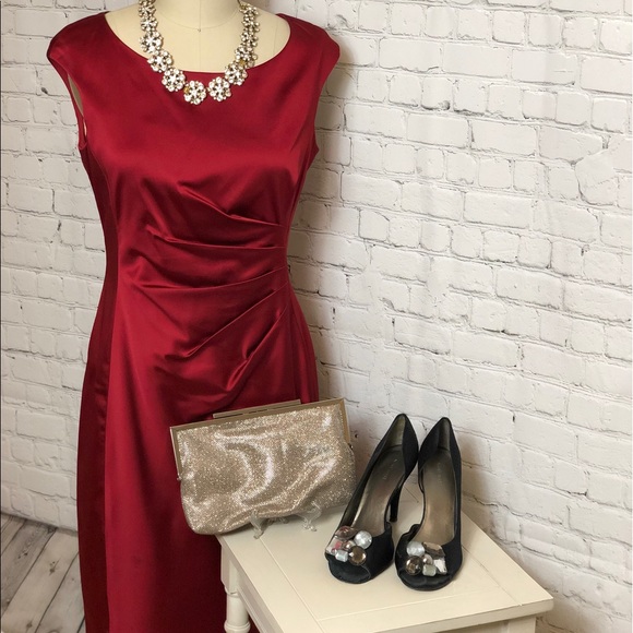 Ralph Lauren Ruby Red Ruched Sheath Dress - Picture 4 of 5